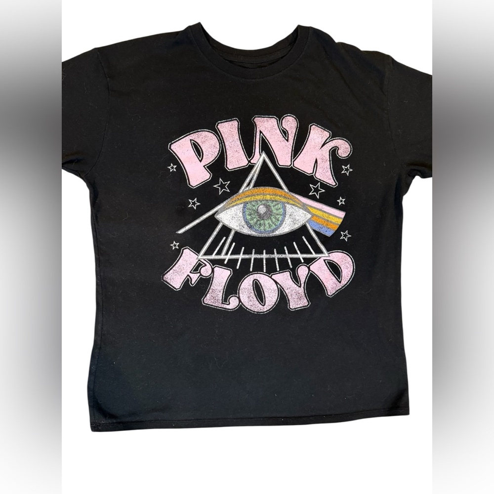 Pink Floyd Black Tee with Pink and Multicolor Design